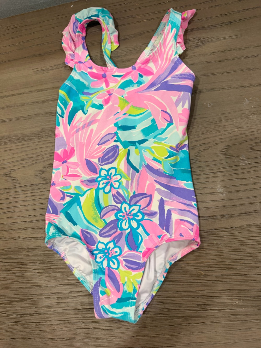 Lilly Pulitzer Girls Floral One-Piece Swim - Pink, Aqua, Purple